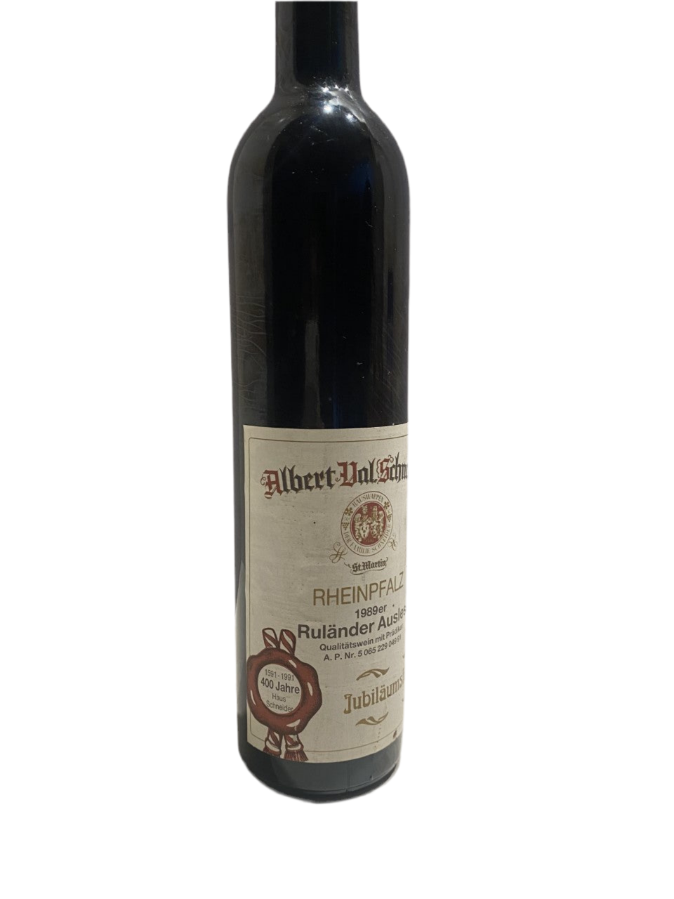 Zeer exclusief - Albert Val Schneider, Ruländer Auslese 1989 - Jubiläumsfüllung IJswijnen.nl / Dessertwijn.nl