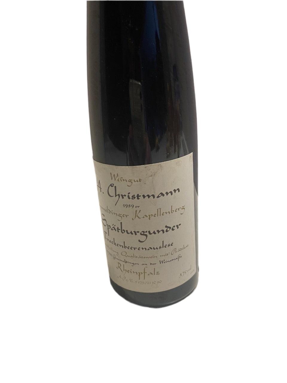 Sehr exklusiv -G Weingut A. Christmann Gimmelsinger Kappellenberg Spätburgunder Trockenbeerenauslese 1989 375ml