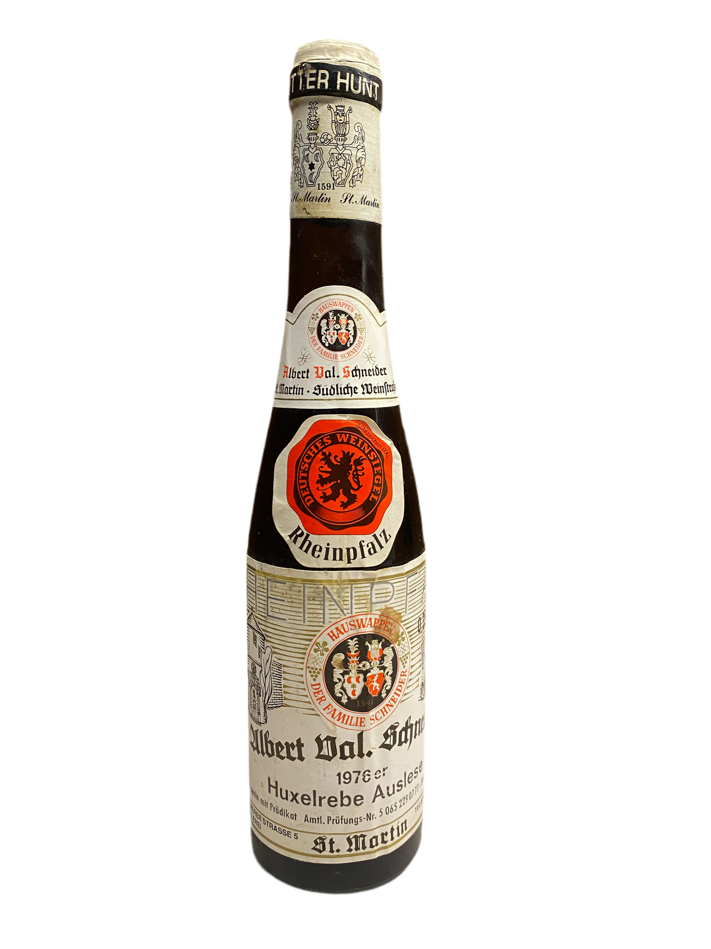 Sehr exklusive Weingut Albert Val Schneider Huxelrebe Auslese, 350ml 1976