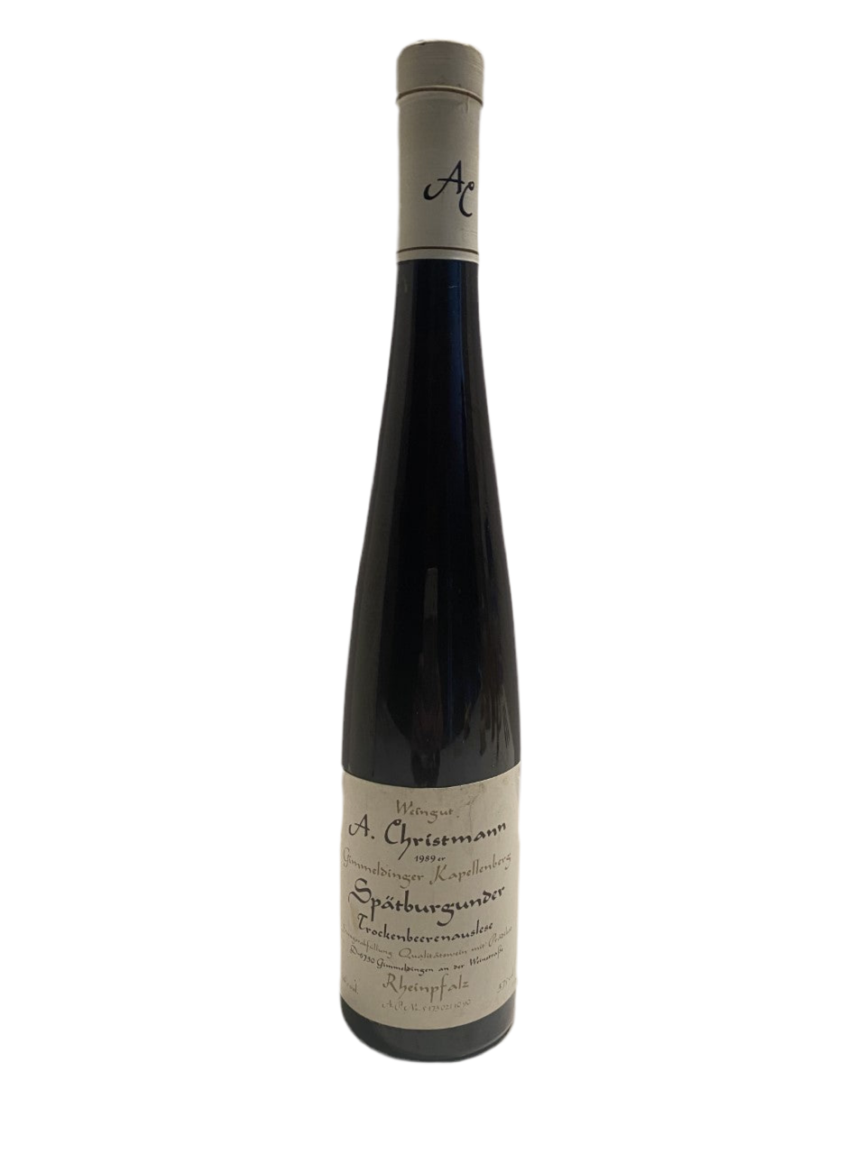 Sehr exklusiv -G Weingut A. Christmann Gimmelsinger Kappellenberg Spätburgunder Trockenbeerenauslese 1989 375ml