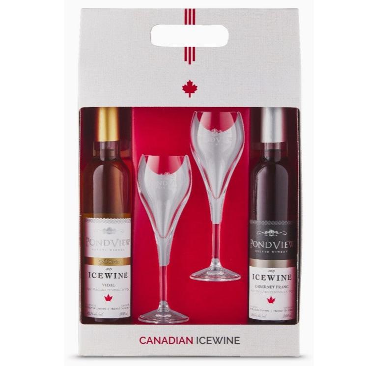 Pondview Icewine Duo Geschenkbox mit Gläsern (Vidal 2021 &amp; Cabernet Franc 2019)